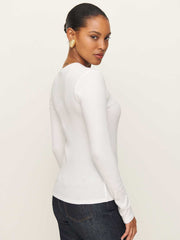 Davy Long Sleeve Crewneck Tee - White