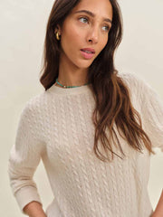 Cashmere Boyfriend Sweater - Cream Cable
