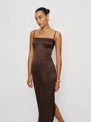 Frankie Silk Dress - Cafe