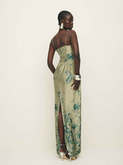 Frankie Silk Dress - Sage Border