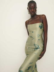 Frankie Silk Dress - Sage Border