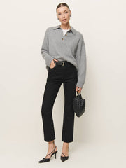 Cynthia High Rise Straight Cropped Jeans - Black