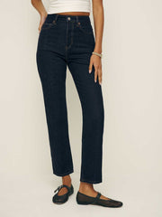 Cynthia High Rise Straight Cropped Jeans - Ondine