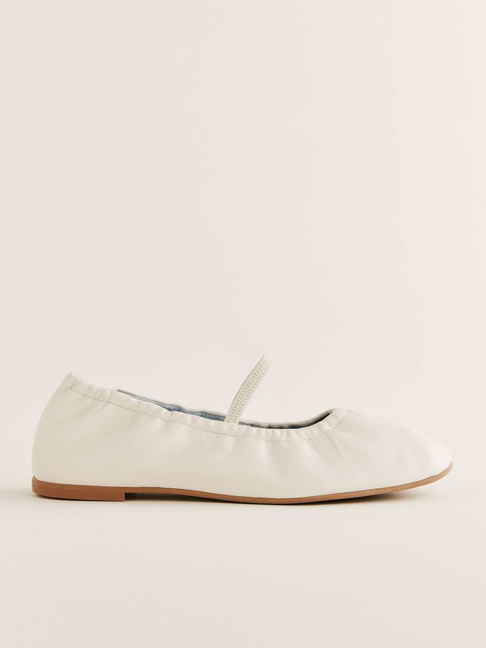 Buffy Ruched Ballet Flat - White Leather