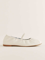 Buffy Ruched Ballet Flat - White Leather