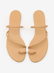 Ludo Toe Ring Strappy Flat Sandal - Buff
