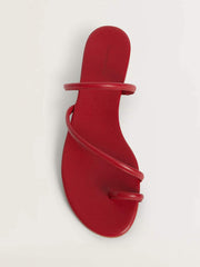 Ludo Toe Ring Strappy Flat Sandal - Scarlet