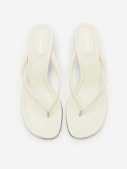 Amelia Thong Wedge Sandal - White Brown