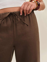 Petites Olina Linen Pant - Chocolate Cake