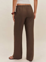 Petites Olina Linen Pant - Chocolate Cake
