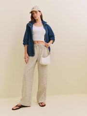 Petites Olina Linen Pant - Dunes Check