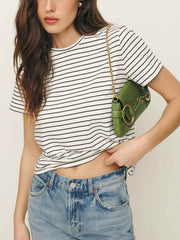 Classic Crew Tee - Black And White Stripe
