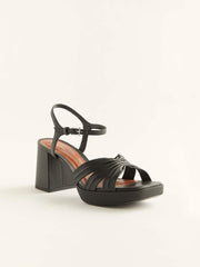 Maize Platform Sandal - Black Leather
