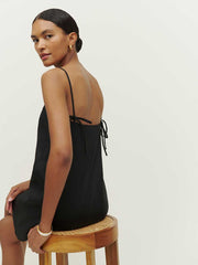 Aubree Linen Dress - Black