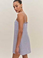 Aubree Linen Dress - Stellar Check