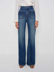 Alyssa High Rise Wide Leg Long Jeans - Mellusine