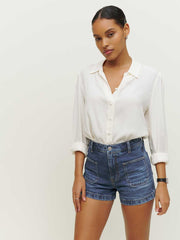 Alyssa Stretch High Rise 3.5” Jean Shorts - Anguilla