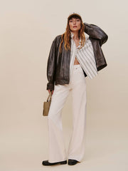 Cary High Rise Slouchy Wide Leg Jeans - Fior Di Latte