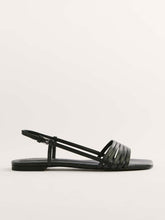 Millie Lattice Flat Sandal - Black Leather