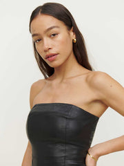 Veda Walter Leather Strapless Mini Dress - Black