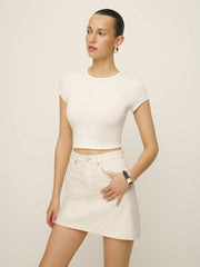 Lydia High Rise Denim Mini Skirt - Fior Di Latte