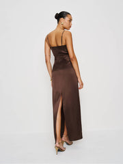 Petites Frankie Silk Dress - Cafe