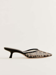 Wilda Kitten Mule - Leopard Mesh