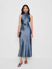 Casette Silk Dress - Cornflower
