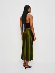 Layla Silk Skirt - Moss Garden