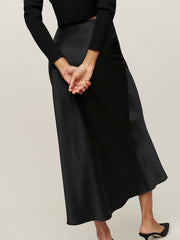 Petites Layla Silk Skirt - Black