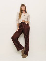 Olina Silk Pant - Mahogany
