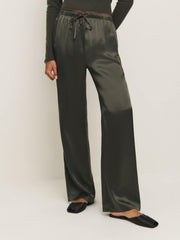 Olina Silk Pant - Pine Tree