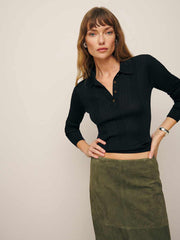 Hermia Regenerative Merino Polo - Black