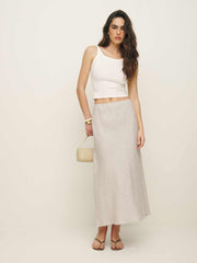 Layla Linen Skirt - Oatmeal