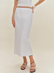 Layla Linen Skirt - White
