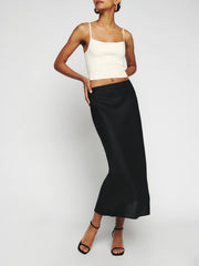 Petites Layla Linen Skirt - Black