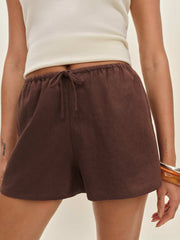 Zoey Linen Short - Cafe