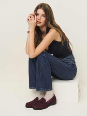 Ani Ruched Loafer - Ruby Suede