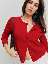 Clara Cashmere Crew Cardigan - Cherry