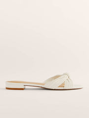 Peridot Mignon Knot Flat Sandal - White