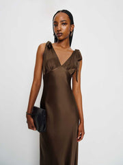 Pernille Silk Dress - Pinecone