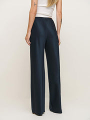 Gale Satin Mid Rise Bias Pant - Midnight