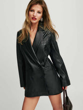 Veda Dalia Relaxed Leather Blazer - Black