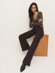 Cary Low Rise Slouchy Wide Leg Jeans - Mole