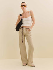 Cary Low Rise Slouchy Wide Leg Jeans - Sand Dollar