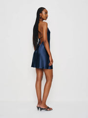 Jennis Silk Dress - Navy