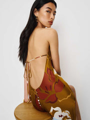 Jennis Silk Dress - Sepia