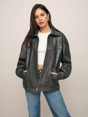 Veda Marco Leather Oversized Bomber - Highway
