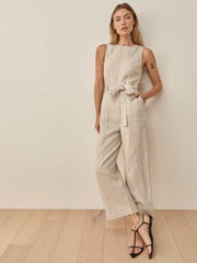Petites Naomi Linen Jumpsuit - Oatmeal