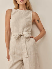 Petites Naomi Linen Jumpsuit - Oatmeal